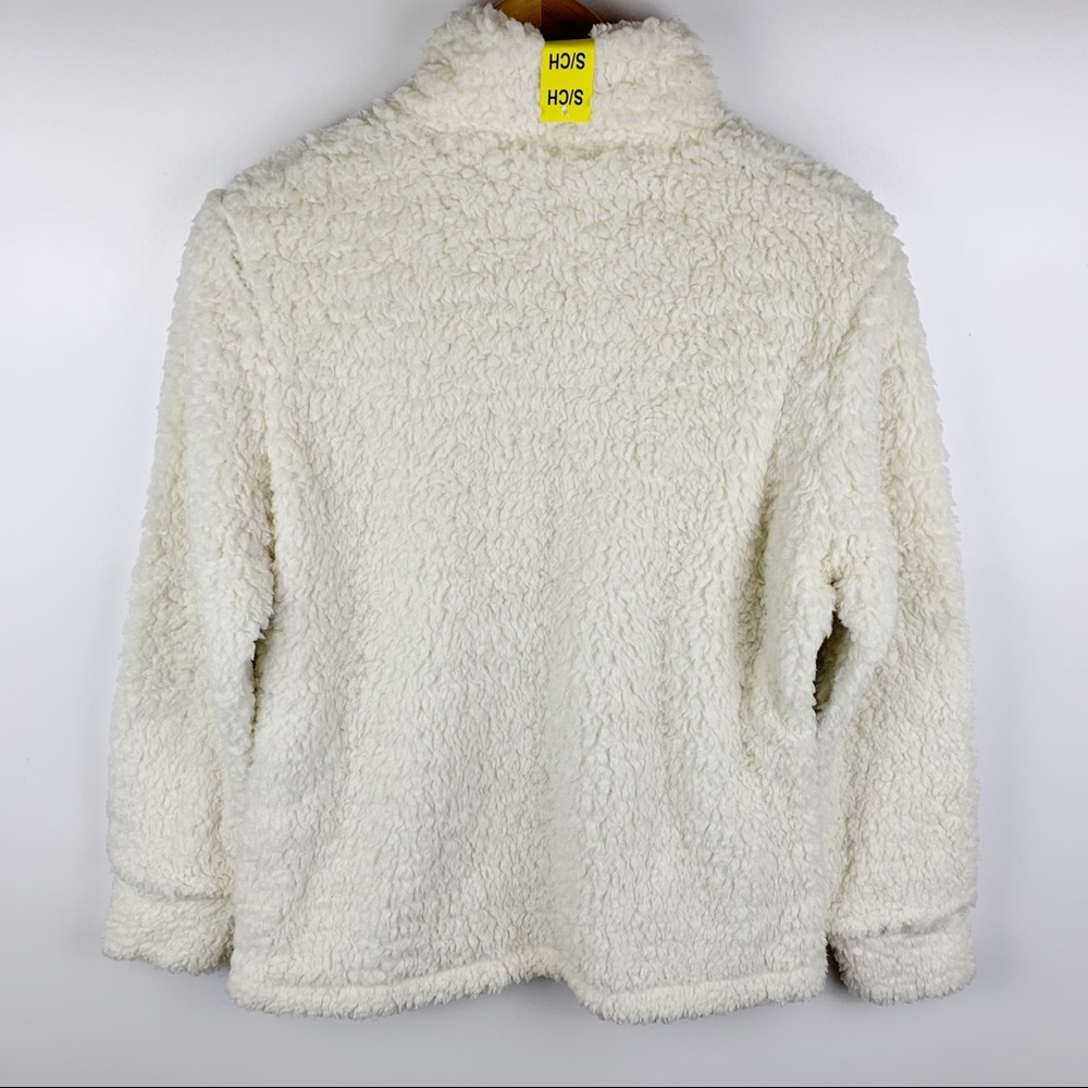 Weatherproof Cream Chevron 1/4 Zip Faux Fur Sherpa Lined Pullover Women’s Small - Picture 5 of 10